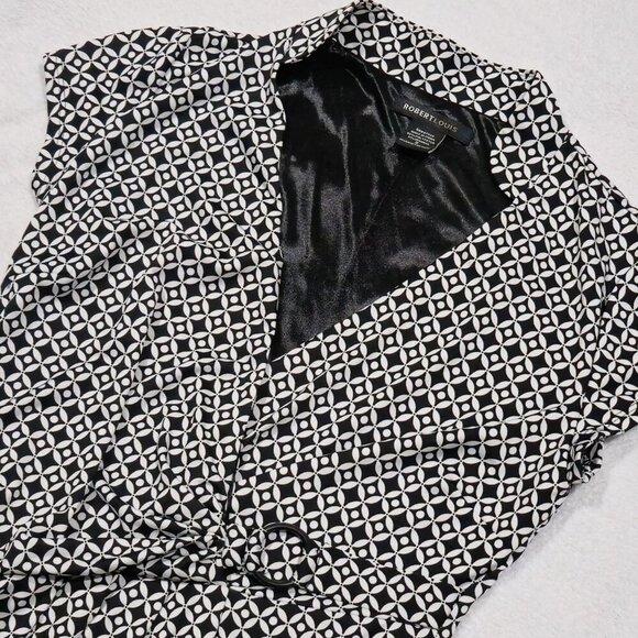 Robert Louis Black & White Wrap Dress – Geometric Print, Stretch – Size M - Picture 10 of 13